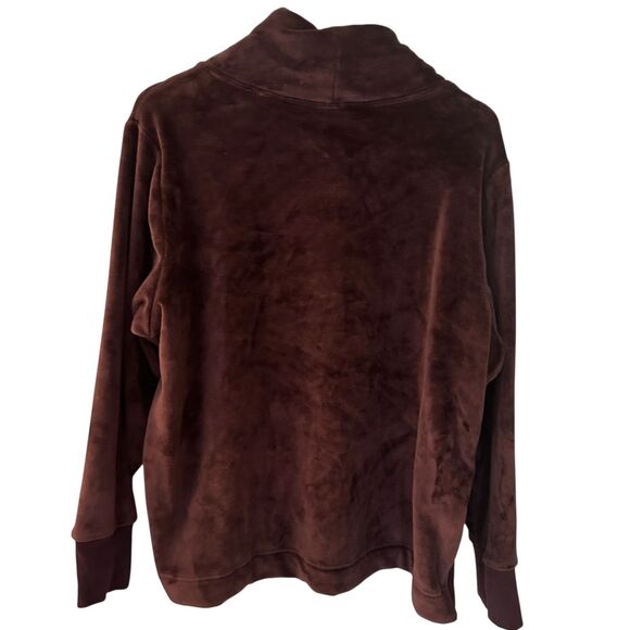 Athleta Maroon Velour Soft Box Turtleneck Cowl Neck Pullover Sweatshirt Size XL - Picture 2 of 6